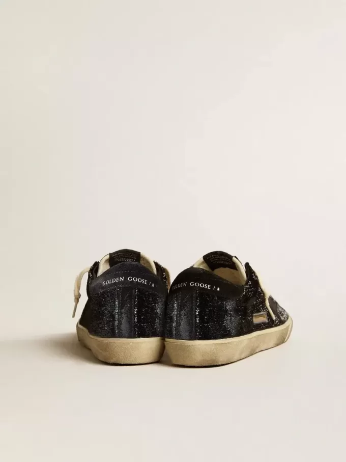 Super-Star da uomo in velluto nero e pelle scamosciata con stella in pelle scamosciata nera Super-Star da uomo in velluto nero e pelle scamosciata con stella in pelle scamosciata nera