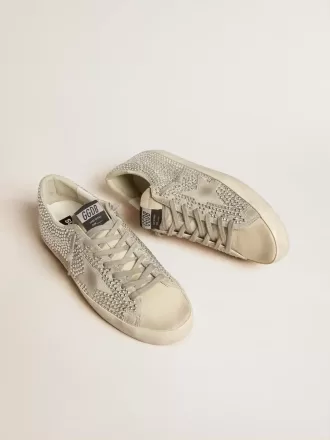 Super-Star in nabuk con cristalli Swarovski e stella in camoscio grigio ghiaccio
