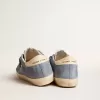 Super-Star in pelle scamosciata azzurra con stella e linguetta sul tallone in pelle beige Super-Star in pelle scamosciata azzurra con stella e linguetta sul tallone in pelle beige