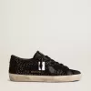 Super-Star in pelle scamosciata nera con cristalli Swarovski e stella in pelle scamosciata nera Super-Star in pelle scamosciata nera con cristalli Swarovski e stella in pelle scamosciata nera
