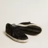 Super-Star in pelle scamosciata nera con cristalli Swarovski e stella in pelle scamosciata nera Super-Star in pelle scamosciata nera con cristalli Swarovski e stella in pelle scamosciata nera