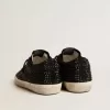 Super-Star in pelle scamosciata nera con cristalli Swarovski e stella in pelle scamosciata nera Super-Star in pelle scamosciata nera con cristalli Swarovski e stella in pelle scamosciata nera