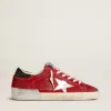 Super-Star LTD da donna in nabuk rosso con stella in pelle e tallone glitterato Super-Star LTD da donna in nabuk rosso con stella in pelle e tallone glitterato