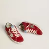 Super-Star LTD da donna in nabuk rosso con stella in pelle e tallone glitterato Super-Star LTD da donna in nabuk rosso con stella in pelle e tallone glitterato