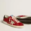 Super-Star LTD da donna in nabuk rosso con stella in pelle e tallone glitterato Super-Star LTD da donna in nabuk rosso con stella in pelle e tallone glitterato