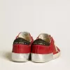 Super-Star LTD da donna in nabuk rosso con stella in pelle e tallone glitterato Super-Star LTD da donna in nabuk rosso con stella in pelle e tallone glitterato