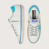 Super-Star LTD da donna in pelle bianca con stella e linguetta sul tallone in pelle azzurra Super-Star LTD da donna in pelle bianca con stella e linguetta sul tallone in pelle azzurra