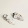 Super-Star LTD da donna in pelle di cavallino bianca con glitter marroni e stella in pelle scamosciata bianca Super-Star LTD da donna in pelle di cavallino bianca con glitter marroni e stella in pelle scamosciata bianca