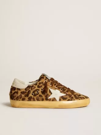 Super-Star LTD da donna in pelle di cavallino con stampa leopardata, stella in pelle e linguetta sul tallone Super-Star LTD da donna in pelle di cavallino con stampa leopardata, stella in pelle e linguetta sul tallone