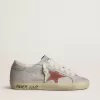Super-Star LTD da donna in pelle grigia con stella in camoscio rosso mattone