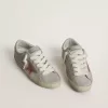 Super-Star LTD da donna in pelle grigia con stella in camoscio rosso mattone