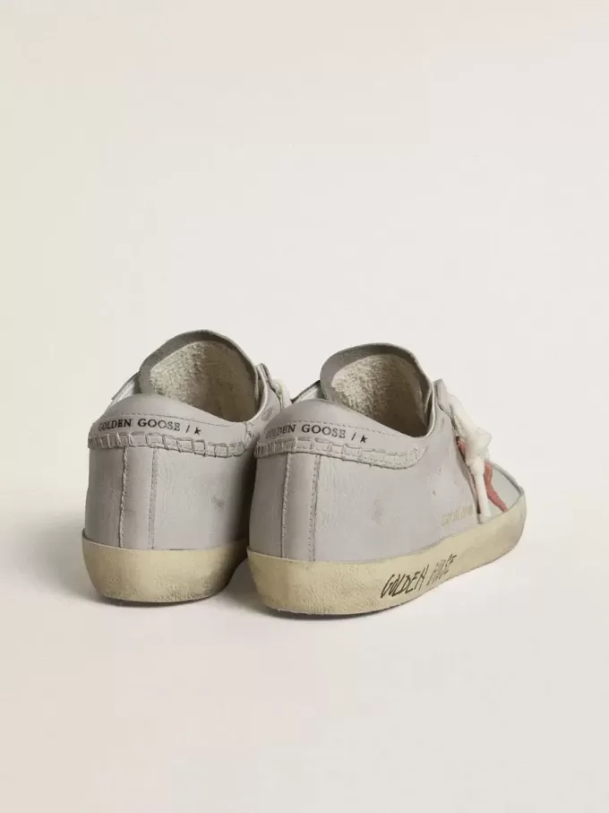 Super-Star LTD da donna in pelle grigia con stella in camoscio rosso mattone