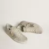 Super-Star LTD da donna in pelle nappa avorio con stella glitterata platino e linguetta sul tallone