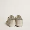 Super-Star LTD da donna in pelle nappa avorio con stella glitterata platino e linguetta sul tallone