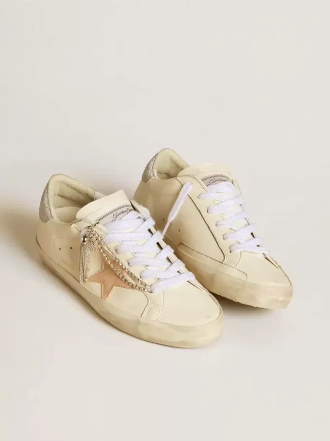 Super-Star LTD da donna in pelle nappa con stella in pelle color nude e tallone glitterato Super-Star LTD da donna in pelle nappa con stella in pelle color nude e tallone glitterato