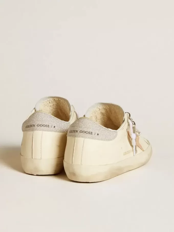 Super-Star LTD da donna in pelle nappa con stella in pelle color nude e tallone glitterato Super-Star LTD da donna in pelle nappa con stella in pelle color nude e tallone glitterato