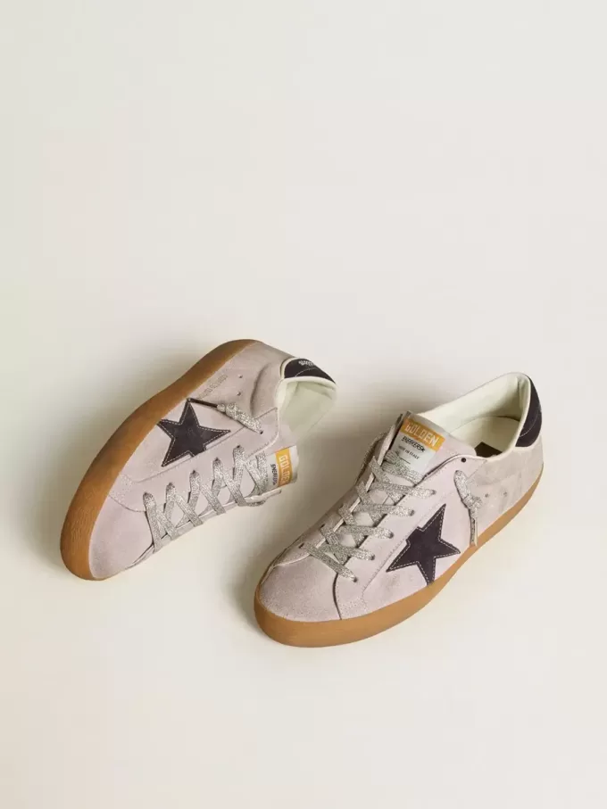 Super-Star LTD da donna in pelle scamosciata lilla con stella e linguetta sul tallone in pelle scamosciata blu notte