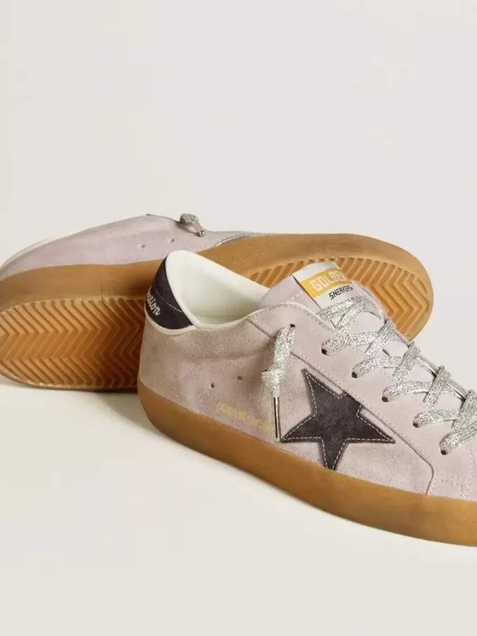 Super-Star LTD da donna in pelle scamosciata lilla con stella e linguetta sul tallone in pelle scamosciata blu notte