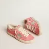Super-Star LTD da donna in pelle scamosciata rossa con stella argentata e linguetta in pelle sul tallone