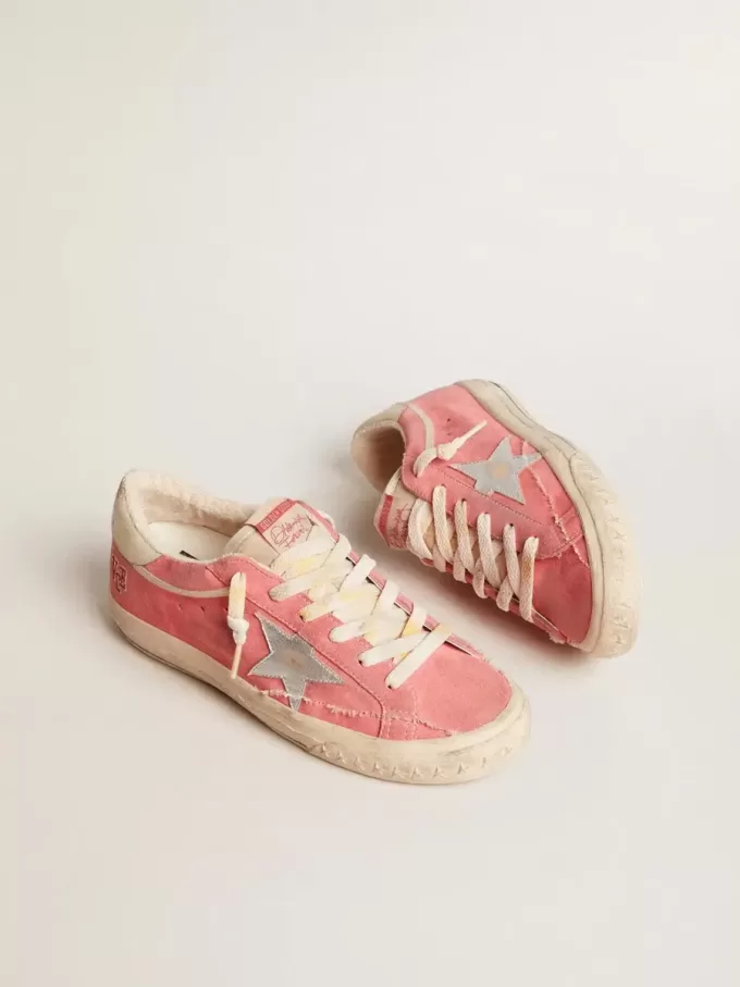Super-Star LTD da donna in pelle scamosciata rossa con stella argentata e linguetta in pelle sul tallone