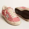 Super-Star LTD da donna in pelle scamosciata rossa con stella argentata e linguetta in pelle sul tallone