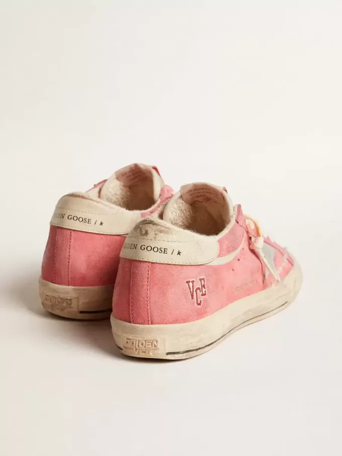 Super-Star LTD da donna in pelle scamosciata rossa con stella argentata e linguetta in pelle sul tallone