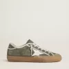 Super-Star LTD da donna in tela verde con stella in pelle bianca