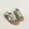 Super-Star LTD da donna in tela verde con stella in pelle bianca