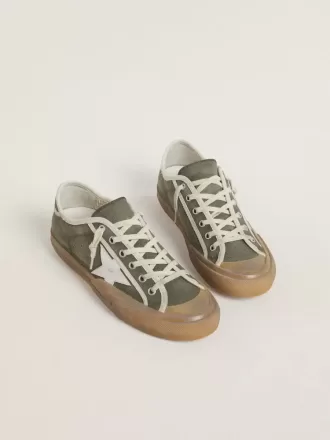Super-Star LTD da donna in tela verde con stella in pelle bianca