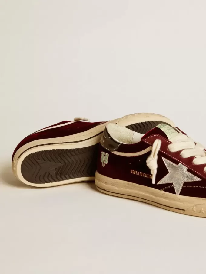 Super-Star LTD da donna in velluto con stella e tallone in pelle metallizzata