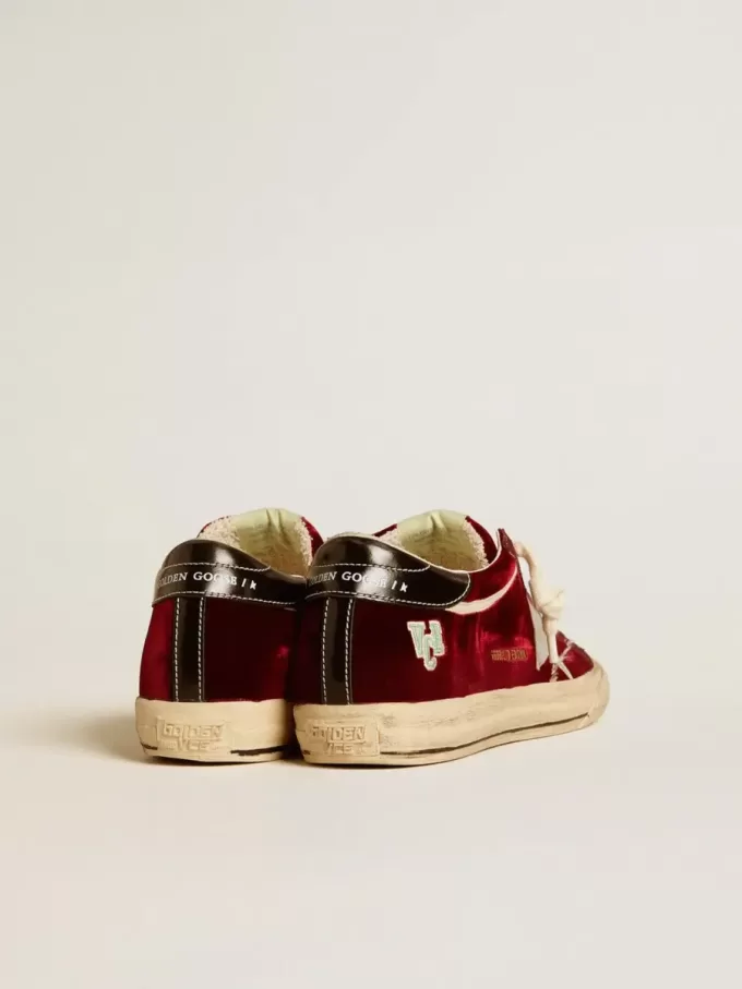 Super-Star LTD da donna in velluto con stella e tallone in pelle metallizzata