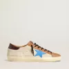 Super-Star LTD da uomo beige con stella azzurra e linguetta sul tallone con stampa coccodrillo Super-Star LTD da uomo beige con stella azzurra e linguetta sul tallone con stampa coccodrillo
