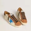 Super-Star LTD da uomo beige con stella azzurra e linguetta sul tallone con stampa coccodrillo Super-Star LTD da uomo beige con stella azzurra e linguetta sul tallone con stampa coccodrillo