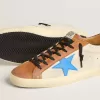 Super-Star LTD da uomo beige con stella azzurra e linguetta sul tallone con stampa coccodrillo Super-Star LTD da uomo beige con stella azzurra e linguetta sul tallone con stampa coccodrillo