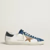Super-Star LTD da uomo con stella in pelle color tabacco con stampa cocco e linguetta sul tallone in pelle nera Super-Star LTD da uomo con stella in pelle color tabacco con stampa cocco e linguetta sul tallone in pelle nera