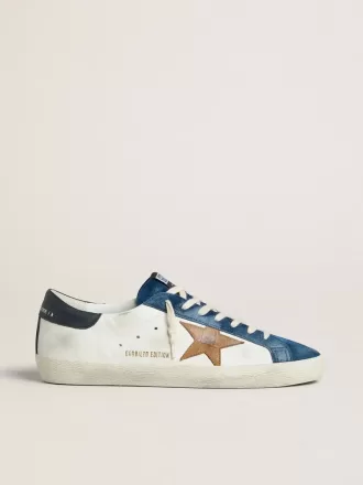 Super-Star LTD da uomo con stella in pelle color tabacco con stampa cocco e linguetta sul tallone in pelle nera
