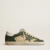 Super-Star LTD da uomo in mesh color crema e nappa verde con stella in nappa Super-Star LTD da uomo in mesh color crema e nappa verde con stella in nappa
