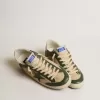 Super-Star LTD da uomo in mesh color crema e nappa verde con stella in nappa Super-Star LTD da uomo in mesh color crema e nappa verde con stella in nappa