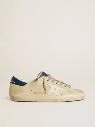 Super-Star LTD da uomo in nabuk con stella in pelle bianca e linguetta blu sul tallone Super-Star LTD da uomo in nabuk con stella in pelle bianca e linguetta blu sul tallone