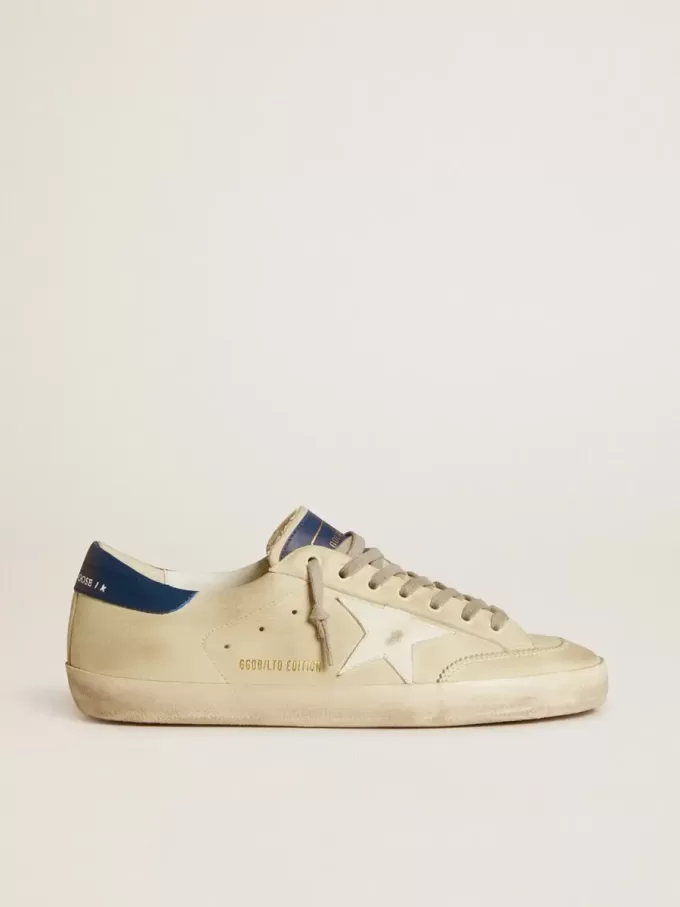 Super-Star LTD da uomo in nabuk con stella in pelle bianca e linguetta blu sul tallone