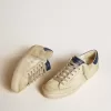 Super-Star LTD da uomo in nabuk con stella in pelle bianca e linguetta blu sul tallone