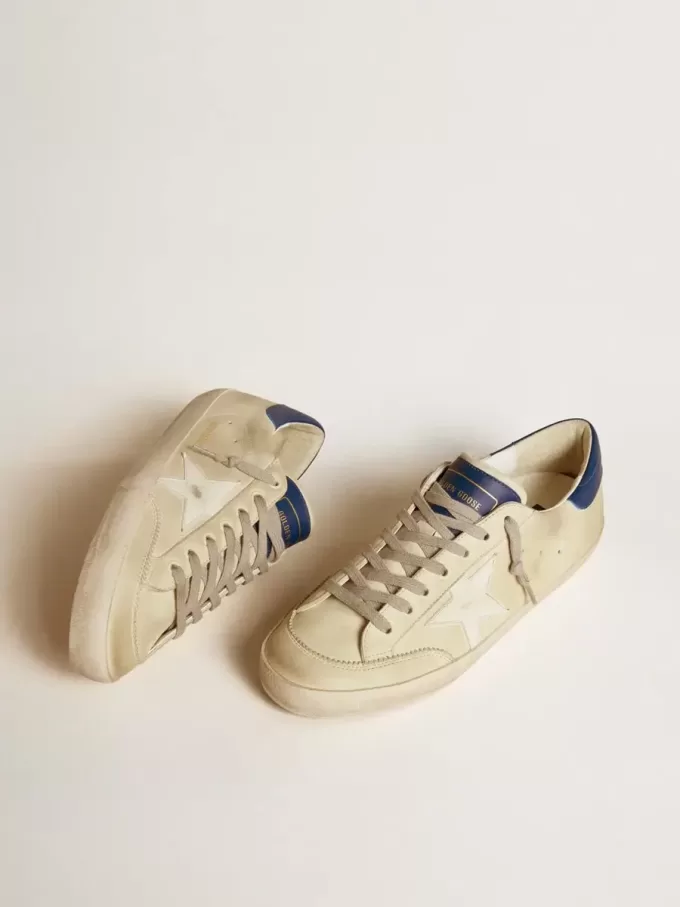 Super-Star LTD da uomo in nabuk con stella in pelle bianca e linguetta blu sul tallone