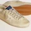 Super-Star LTD da uomo in nabuk con stella in pelle bianca e linguetta blu sul tallone