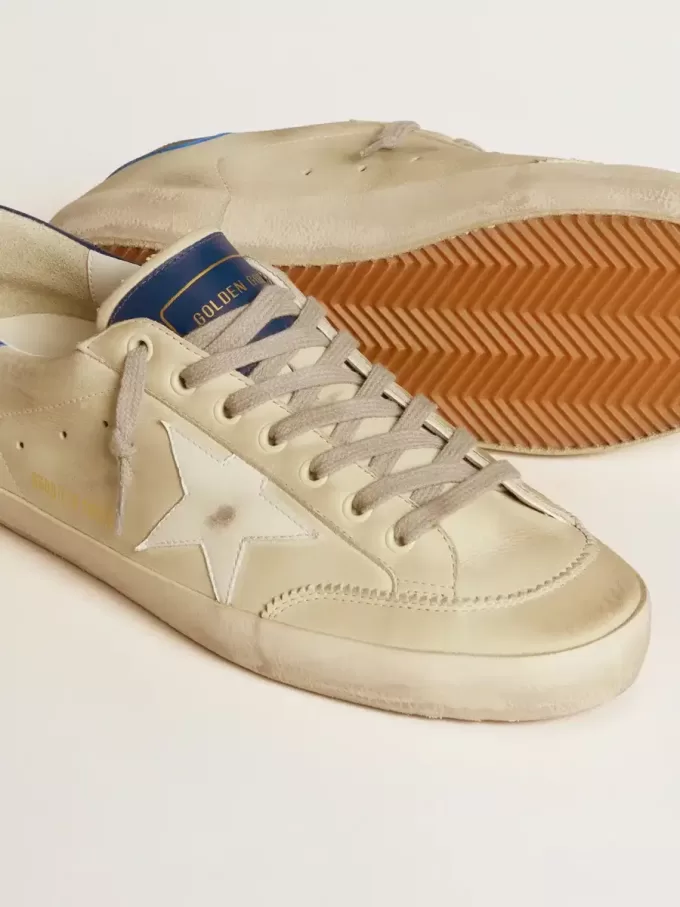 Super-Star LTD da uomo in nabuk con stella in pelle bianca e linguetta blu sul tallone