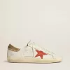 Super-Star LTD da uomo in pelle nappa con stella in pelle arancione e linguetta sul tallone in camoscio tabacco Super-Star LTD da uomo in pelle nappa con stella in pelle arancione e linguetta sul tallone in camoscio tabacco