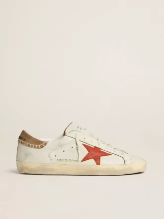 Super-Star LTD da uomo in pelle nappa con stella in pelle arancione e linguetta sul tallone in camoscio tabacco Super-Star LTD da uomo in pelle nappa con stella in pelle arancione e linguetta sul tallone in camoscio tabacco