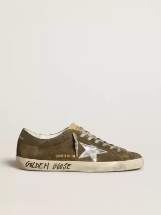 Super-Star LTD da uomo in pelle scamosciata con stella in pelle metallizzata e linguetta sul tallone in pelle Super-Star LTD da uomo in pelle scamosciata con stella in pelle metallizzata e linguetta sul tallone in pelle