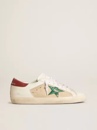 Super-Star LTD da uomo in pelle scamosciata con stella metallica verde e linguetta rossa sul tallone Super-Star LTD da uomo in pelle scamosciata con stella metallica verde e linguetta rossa sul tallone