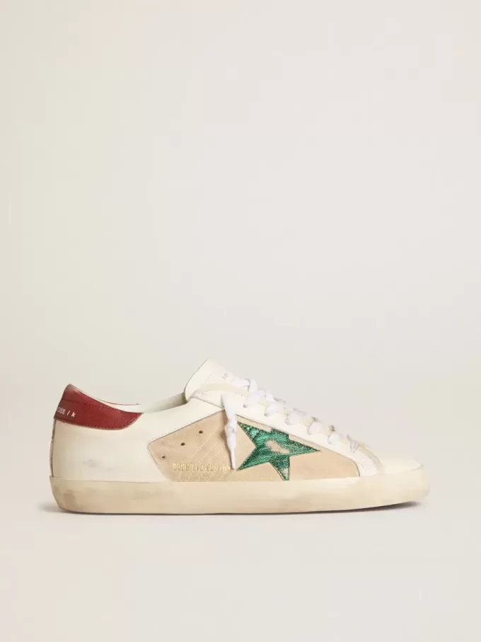 Super-Star LTD da uomo in pelle scamosciata con stella metallica verde e linguetta rossa sul tallone Super-Star LTD da uomo in pelle scamosciata con stella metallica verde e linguetta rossa sul tallone