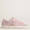 Super-Star LTD in glitter con stella in pelle scamosciata e linguetta in pelle sul tallone